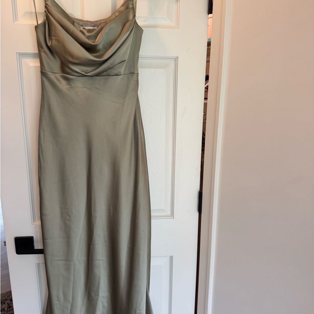 Elegant Green Satin Dress